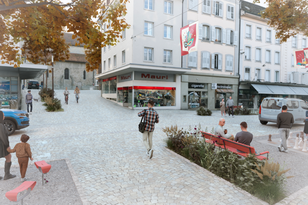 Visualisation de l’aménagement du forum (Grand-Rue)