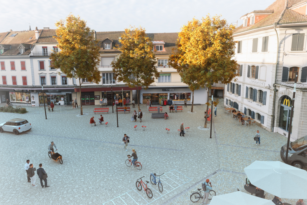 Visualisation de l’aménagement de la piazza (Rue de Lausanne)